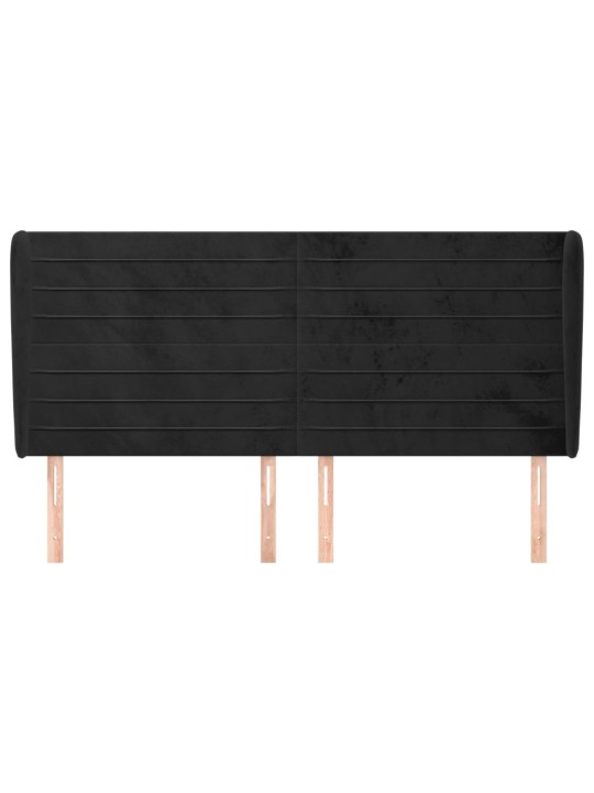 Čelo postele typu ušák černé 163x23x118/128 cm samet