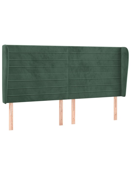 Čelo postele typu ušák tmavě zelená 163x23x118/128 cm samet