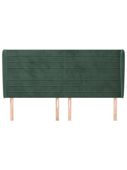 Čelo postele typu ušák tmavě zelená 163x23x118/128 cm samet