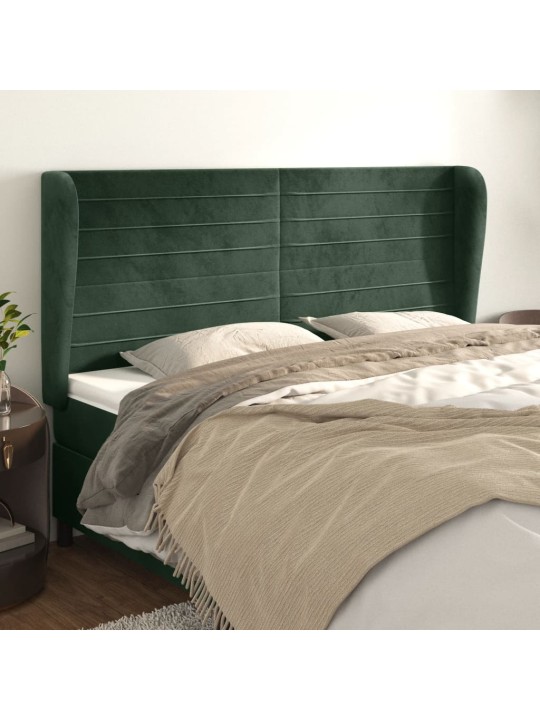 Čelo postele typu ušák tmavě zelená 163x23x118/128 cm samet