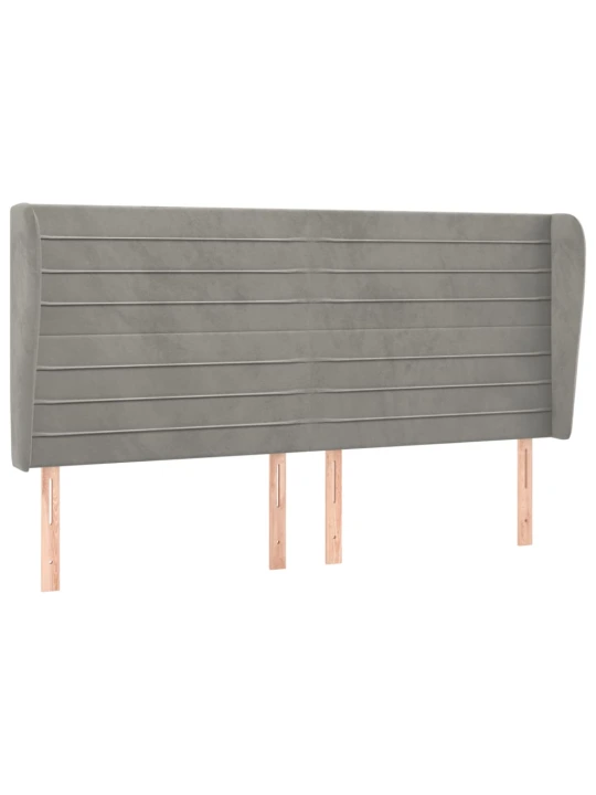 Čelo postele typu ušák světle šedé 183x23x118/128 cm samet