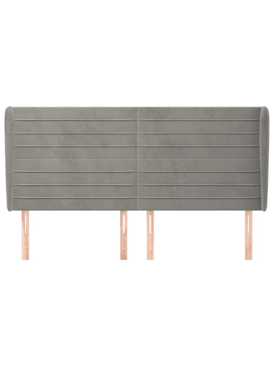 Čelo postele typu ušák světle šedé 183x23x118/128 cm samet