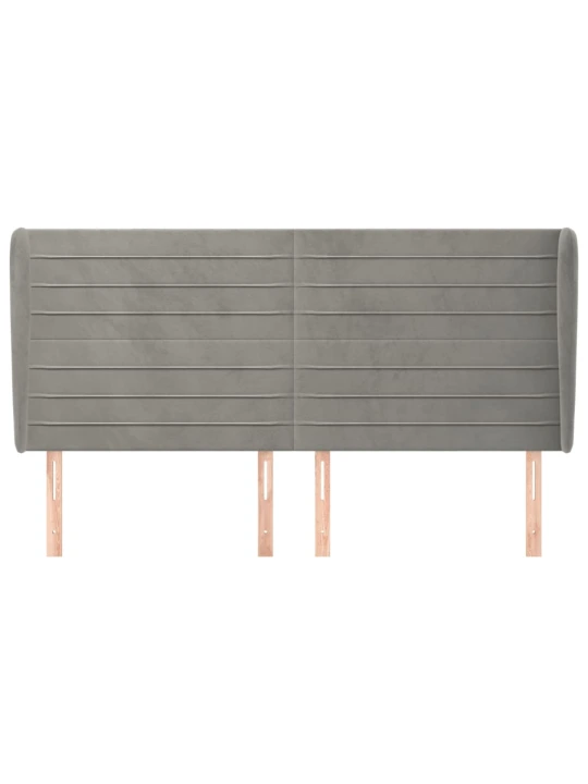 Čelo postele typu ušák světle šedé 183x23x118/128 cm samet