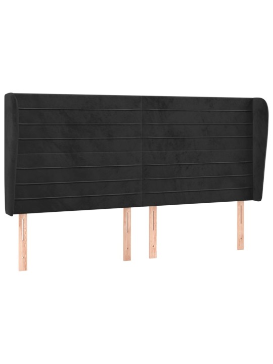 Čelo postele typu ušák černé 183x23x118/128 cm samet