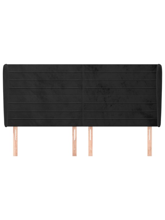 Čelo postele typu ušák černé 183x23x118/128 cm samet