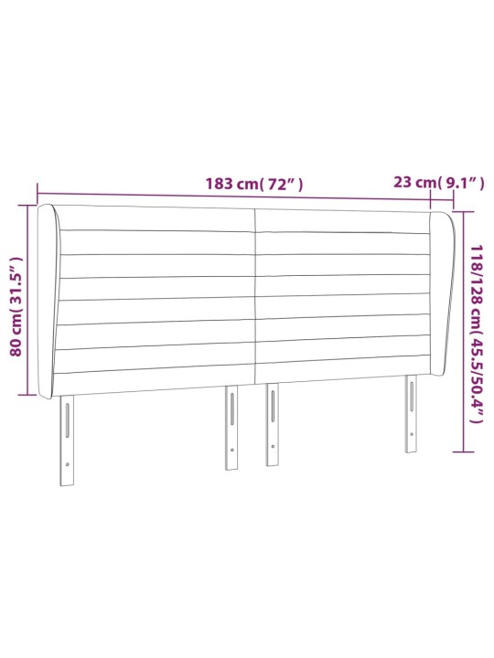 Čelo postele typu ušák černé 183x23x118/128 cm samet