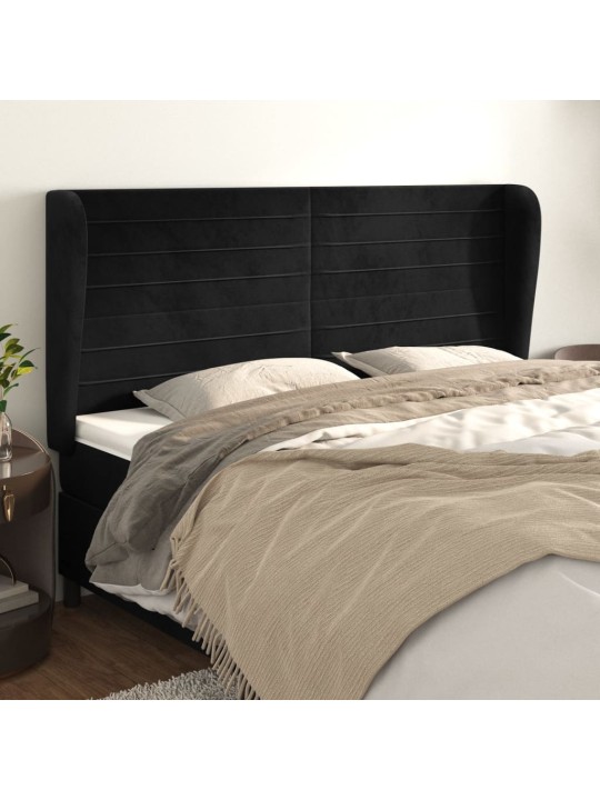 Čelo postele typu ušák černé 183x23x118/128 cm samet