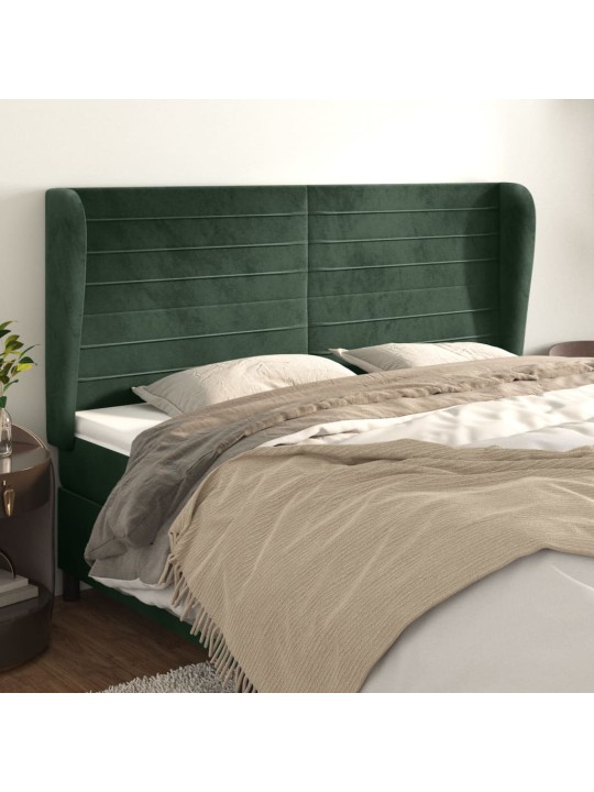 Čelo postele typu ušák tmavě zelená 183x23x118/128 cm samet