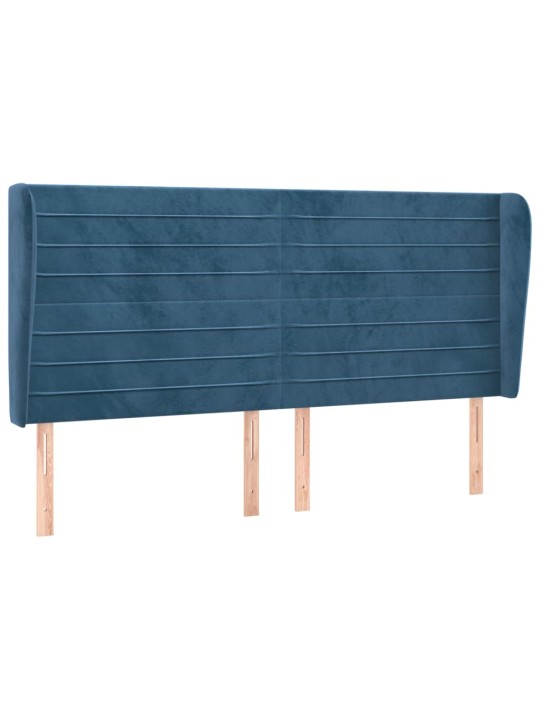 Čelo postele typu ušák tmavě modrá 183x23x118/128 cm samet