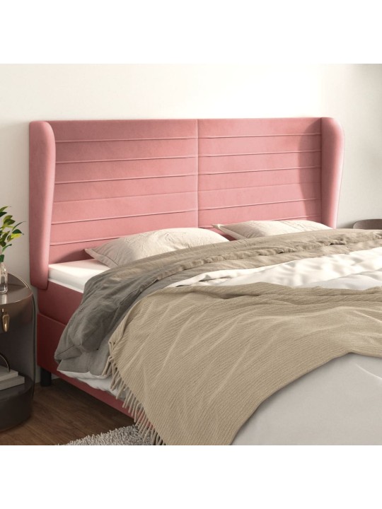 Čelo postele typu ušák růžová 183x23x118/128 cm samet