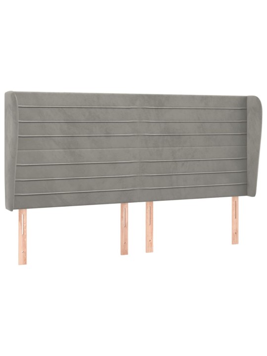 Čelo postele typu ušák světle šedé 203x23x118/128 cm samet