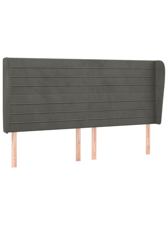 Čelo postele typu ušák tmavě šedé 203x23x118/128 cm samet