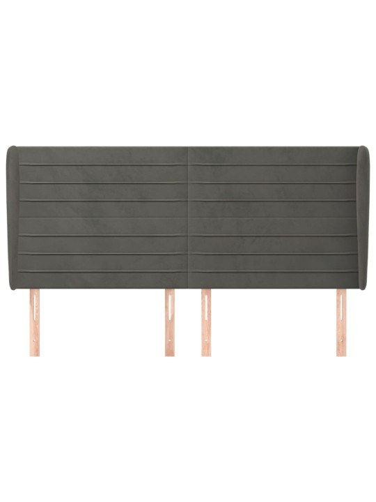 Čelo postele typu ušák tmavě šedé 203x23x118/128 cm samet