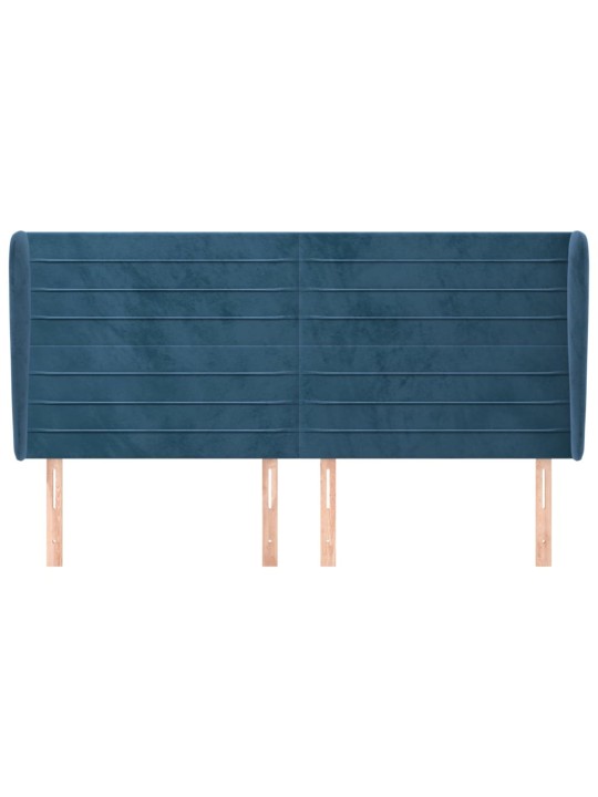 Čelo postele typu ušák tmavě modrá 203x23x118/128 cm samet