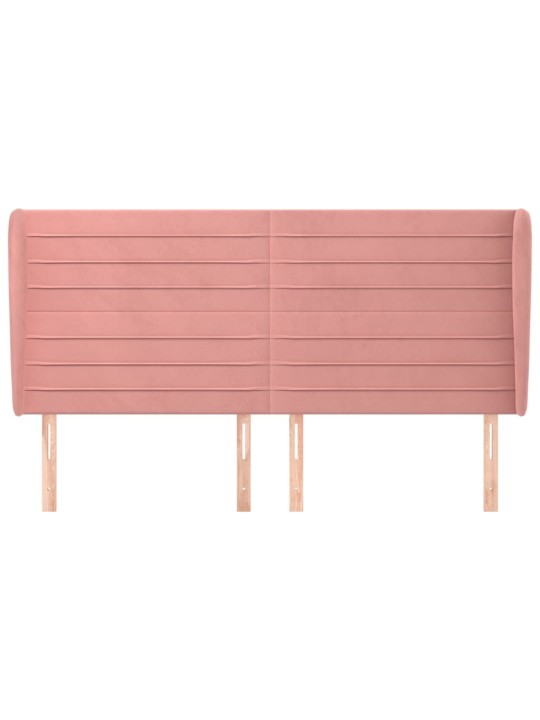 Čelo postele typu ušák růžová 203x23x118/128 cm samet