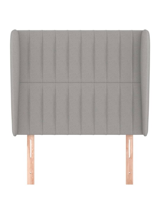 Čelo postele typu ušák světle šedé 83 x 23 x 118/128 cm textil