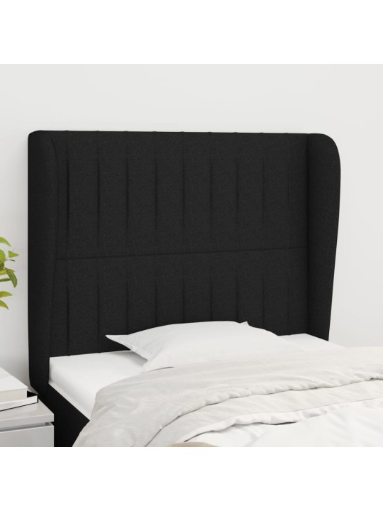 Čelo postele typu ušák černé 83 x 23 x 118/128 cm textil