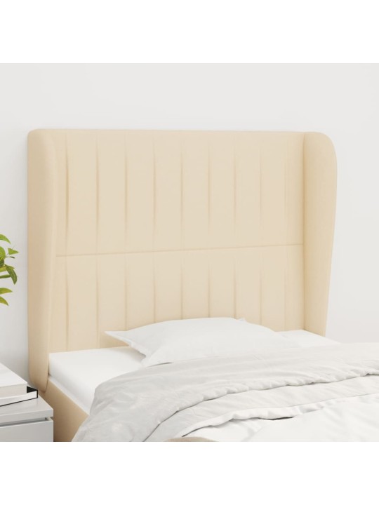 Čelo postele typu ušák krémové 83 x 23 x 118/128 cm textil