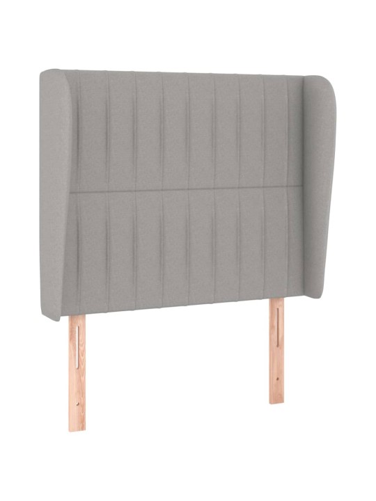 Čelo postele typu ušák světle šedé 93 x 23 x 118/128 cm textil