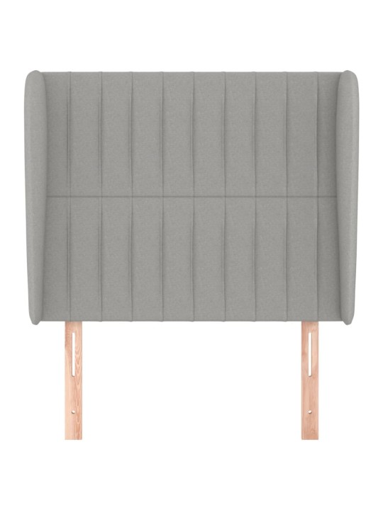 Čelo postele typu ušák světle šedé 93 x 23 x 118/128 cm textil