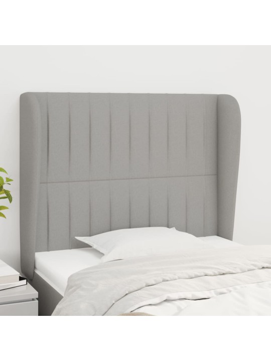 Čelo postele typu ušák světle šedé 93 x 23 x 118/128 cm textil