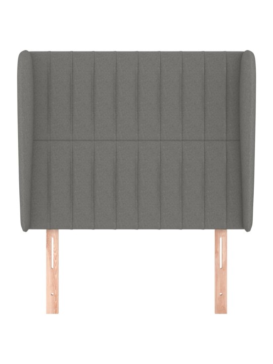 Čelo postele typu ušák tmavě šedé 93x23x118/128 cm textil