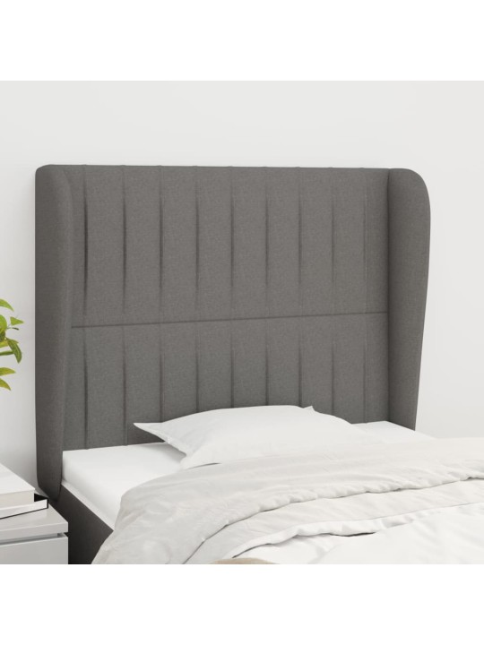 Čelo postele typu ušák tmavě šedé 93x23x118/128 cm textil