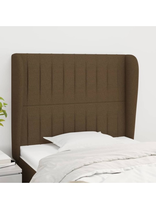 Čelo postele typu ušák tmavě hnědé 93x23x118/128 cm textil