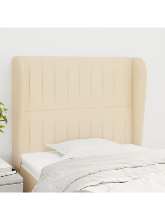 Čelo postele typu ušák krémové 93x23x118/128 cm textil
