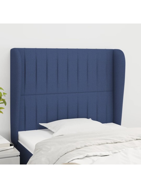 Čelo postele typu ušák modré 93x23x118/128 cm textil