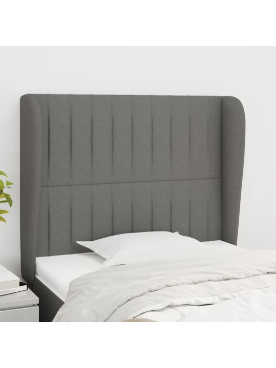Čelo postele typu ušák tmavě šedé 103x23x118/128 cm textil