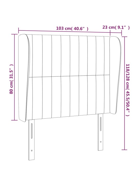Čelo postele typu ušák tmavě hnědé 103x23x118/128 cm textil