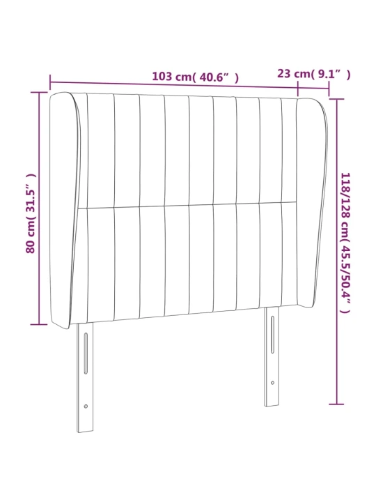 Čelo postele typu ušák krémové 103x23x118/128 cm textil