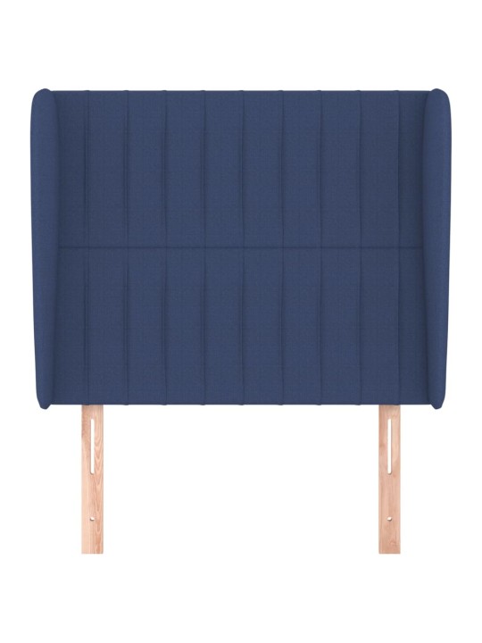 Čelo postele typu ušák modré 103x23x118/128 cm textil