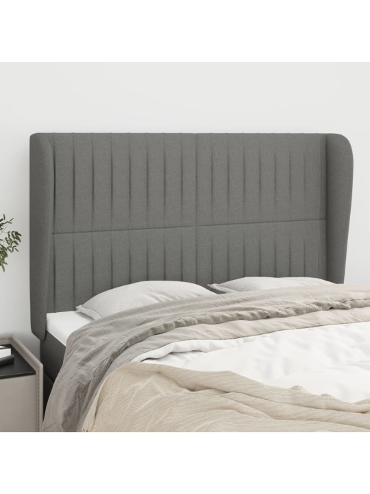 Čelo postele typu ušák tmavě šedé 147x23x118/128 cm textil