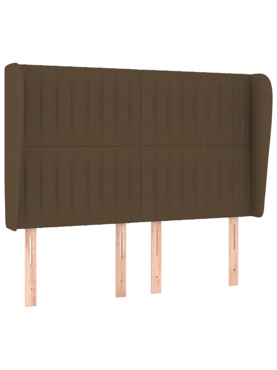 Čelo postele typu ušák tmavě hnědé 147x23x118/128 cm textil