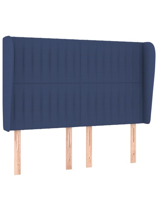 Čelo postele typu ušák modré 147x23x118/128 cm textil