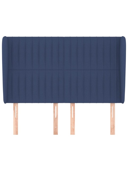 Čelo postele typu ušák modré 147x23x118/128 cm textil