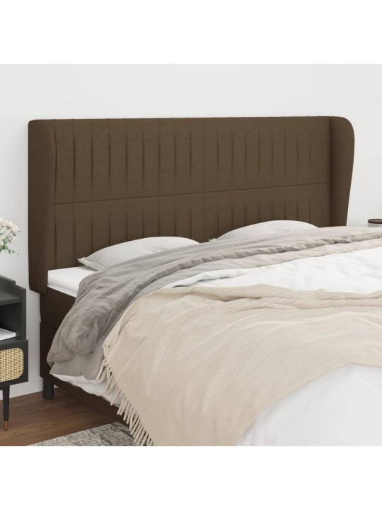 Čelo postele typu ušák tmavě hnědé 163x23x118/128 cm textil