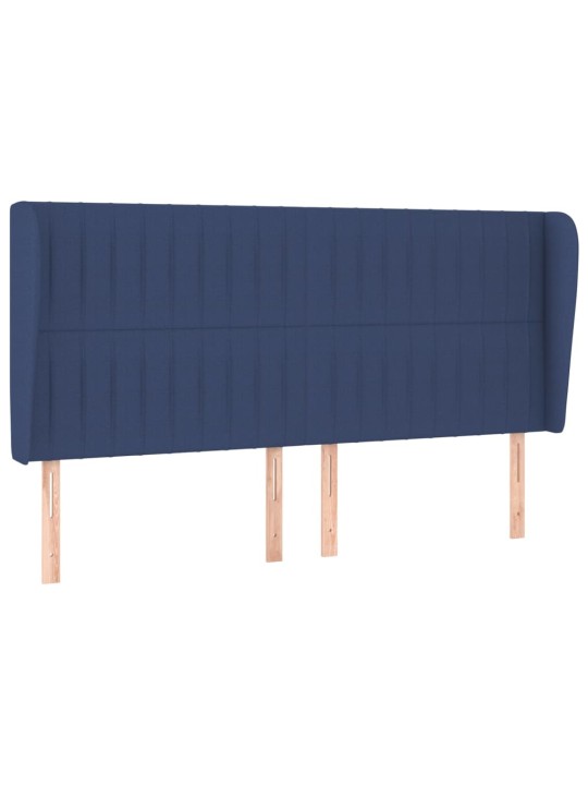 Čelo postele typu ušák modré 183x23x118/128 cm textil