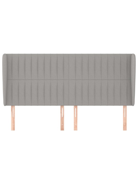 Čelo postele typu ušák světle šedé 203x23x118/128 cm textil