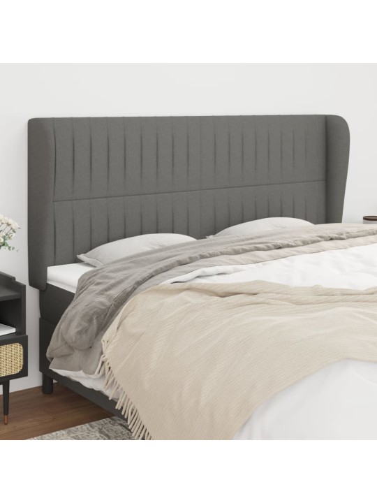 Čelo postele typu ušák tmavě šedé 203x23x118/128 cm textil