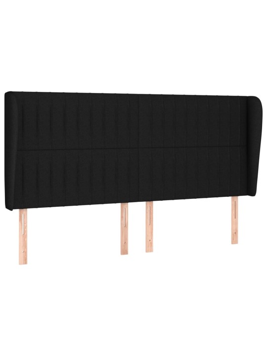 Čelo postele typu ušák černé 203x23x118/128 cm textil