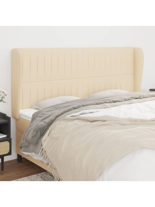 Čelo postele typu ušák krémové 203x23x118/128 cm textil