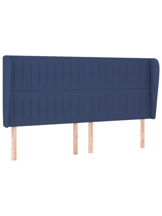 Čelo postele typu ušák modré 203x23x118/128 cm textil