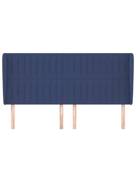 Čelo postele typu ušák modré 203x23x118/128 cm textil