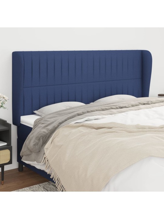 Čelo postele typu ušák modré 203x23x118/128 cm textil