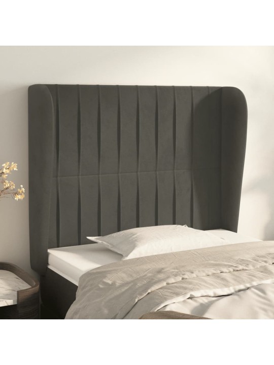 Čelo postele typu ušák tmavě šedé 83 x 23 x 118/128 cm samet