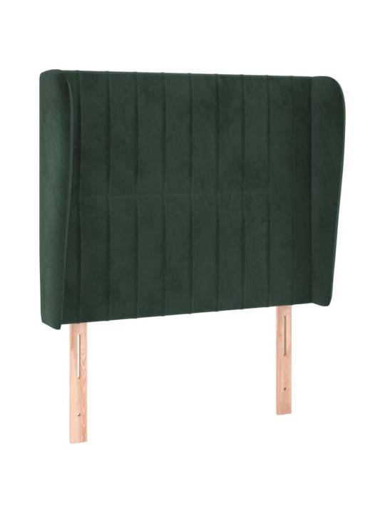 Čelo postele typu ušák tmavě zelené 83 x 23 x 118/128 cm samet