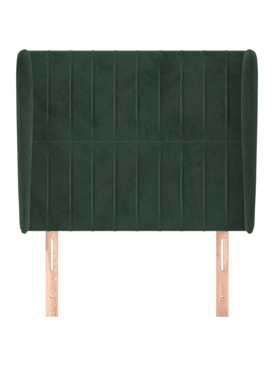 Čelo postele typu ušák tmavě zelené 83 x 23 x 118/128 cm samet